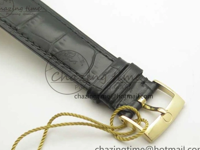 0429 UrbanChic De Ville YG MKF 1:1 Best Edition Silver Dial YG Markers on Black Leather Strap MIYOTA 9015 V 8048